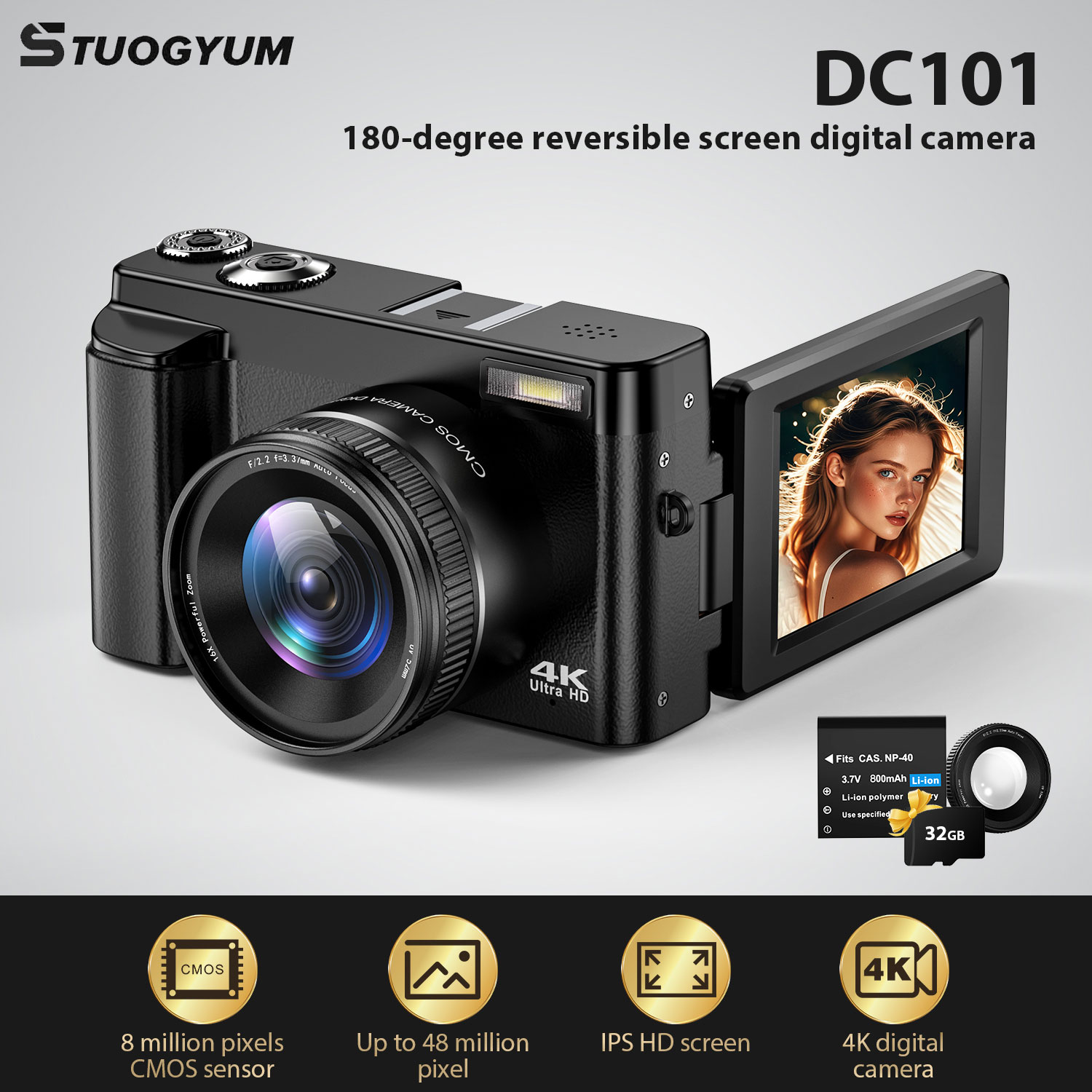 STUOGYUM 4K Vlogging Camera,48 - огляд і ціна Beauty Makeup Camera